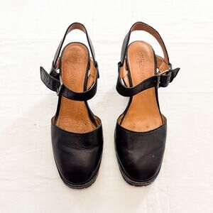 Madewell The Claudie Heeled Lugsole Mary Jane Black Leather Shoes Size 7
